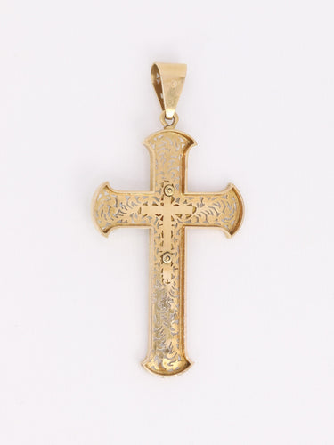 Pendentif Art Nouveau - Pendentif croix en or jaune 18 carats et turquoises 58 Facettes 1190.6