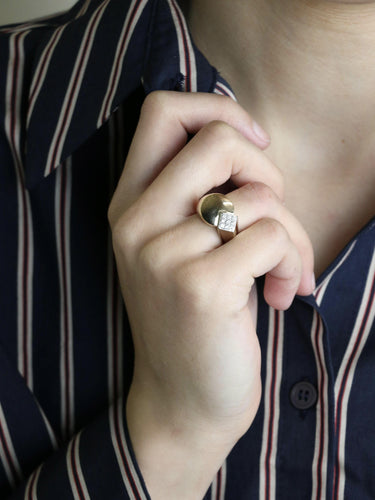 Bague 50 Fred - Bague bicolore en or jaune et or blanc 18k pavée de diamants 58 Facettes 1216.5
