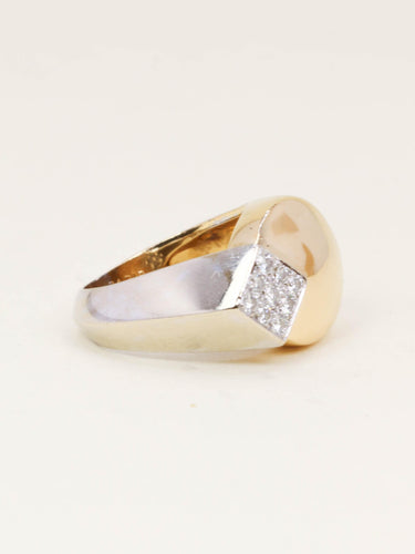 Bague 50 Fred - Bague bicolore en or jaune et or blanc 18k pavée de diamants 58 Facettes 1216.5