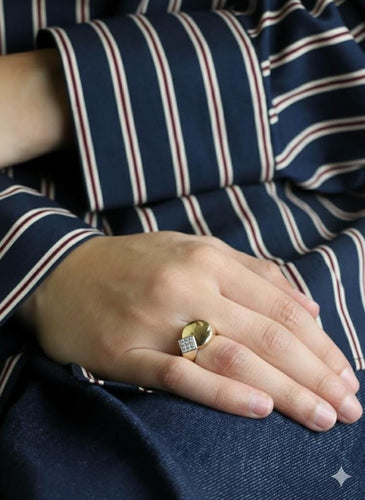 Bague 50 Fred - Bague bicolore en or jaune et or blanc 18k pavée de diamants 58 Facettes 1216.5