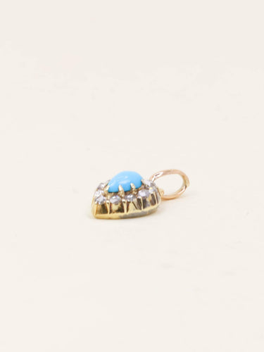 Pendentif Pendentif poire en or jaune 15k avec turquoise et diamants 58 Facettes 1115.3