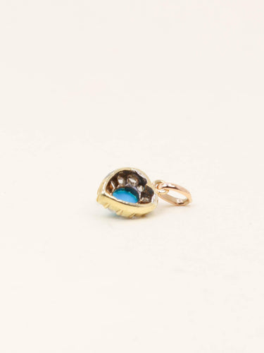 Pendentif Pendentif poire en or jaune 15k avec turquoise et diamants 58 Facettes 1115.3
