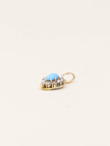 Pendentif Pendentif poire en or jaune 15k avec turquoise et diamants 58 Facettes 1115.3