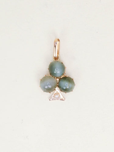 Pendentif Pendentif trèfle ancien en or rose 18k, quartz œil-de-chat 58 Facettes 1168.2