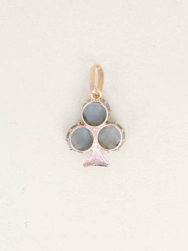 Pendentif Pendentif trèfle ancien en or rose 18k, quartz œil-de-chat 58 Facettes 1168.2