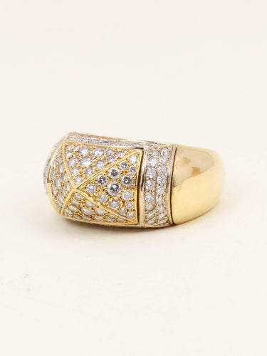 Bague 54 OJ Perrin - Bague motif pyramidal en or jaune 18 carats et diamants 58 Facettes 1211.4