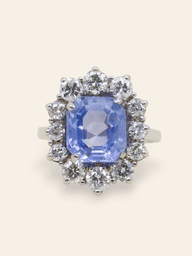 Bague 50 Bague marguerite vintage en or blanc 18 carats, saphir et diamants 58 Facettes 1CANNES
