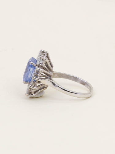 Bague 50 Bague marguerite vintage en or blanc 18 carats, saphir et diamants 58 Facettes 1CANNES