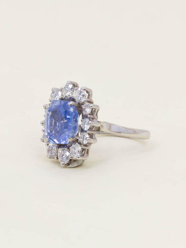 Bague 50 Bague marguerite vintage en or blanc 18 carats, saphir et diamants 58 Facettes 1CANNES