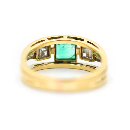 Bague Bague bandeau en or jaune avec émeraude 0,7 ct et diamants 0,80 ct 58 Facettes 22310