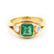 Bague Bague en or jaune 18 ct avec émeraude de Zambie 1,38 ct et diamants 58 Facettes 10519