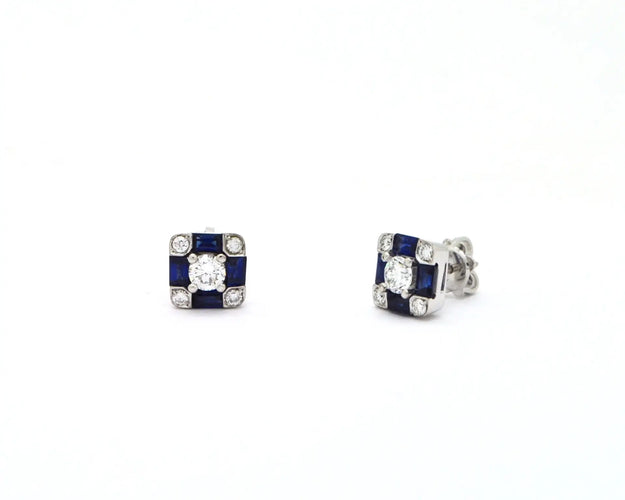 Boucles d'oreilles Boucles d’oreilles en or blanc 18 kt avec saphirs et diamants 58 Facettes 4100