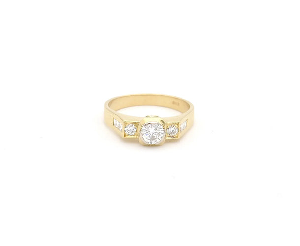 Bague Bague en or jaune 18 carats avec diamant 0,38 ct et diamants 58 Facettes 13727