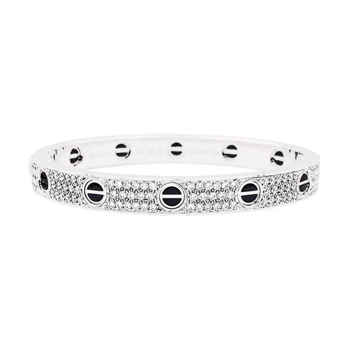 Bracelet Cartier Love - Bracelet ouvrant en or blanc et diamants 58 Facettes 35238