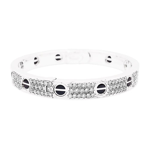 Bracelet Cartier Love - Bracelet ouvrant en or blanc et diamants 58 Facettes 35238