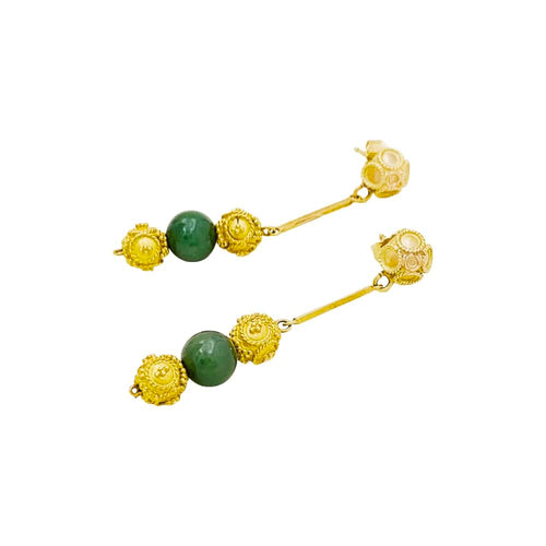 Boucles d'oreilles Boucles d’oreilles pendantes en or jaune 750 et aventurine 58 Facettes 35316