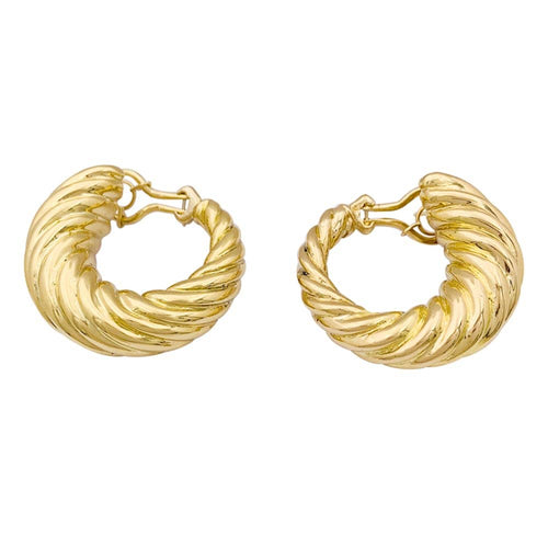 Boucles d'oreilles Boucles d'oreilles vintage godronnées en or jaune 58 Facettes 34015