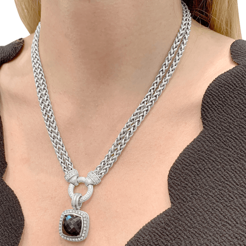 Collier Collier David Yurman, "Grand Albion", argent, hématite, diamants. 58 Facettes 34588