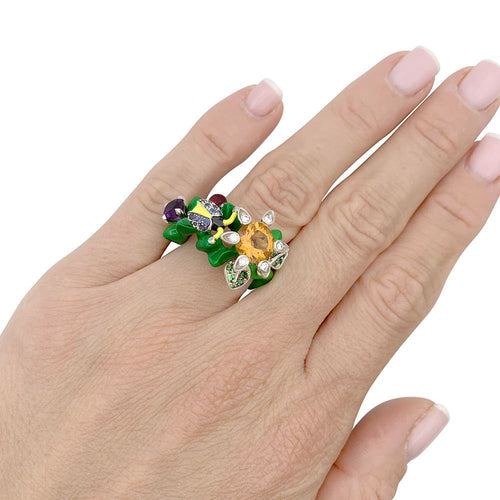 Bague 51 Dior Milly Carnivora - Bague en or blanc laque et pierres précieuses 58 Facettes 35043