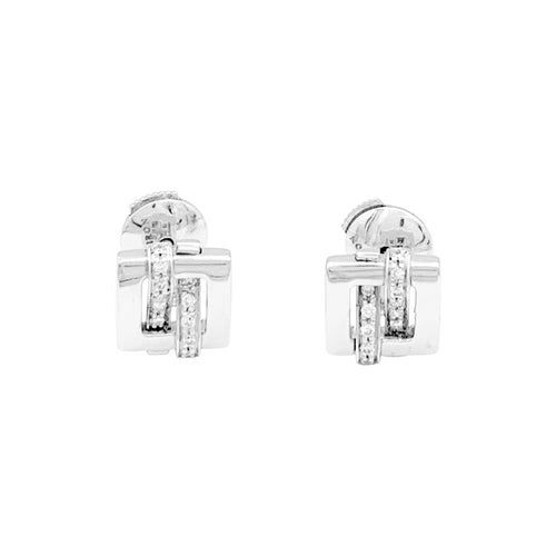 Boucles d'oreilles Boucheron Déchaînée - Boucles d’oreilles en or blanc et diamants 58 Facettes 35036