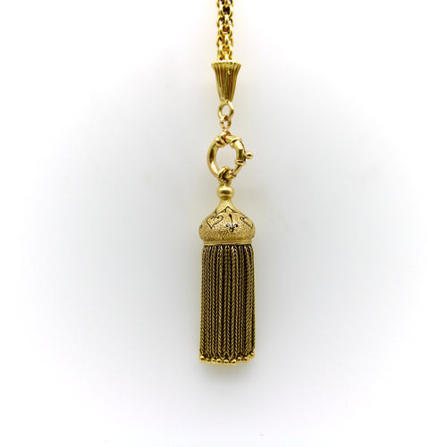 Collier Chaîne victorienne longue à maillons fantaisie en or 14K avec pampille émaillée 58 Facettes