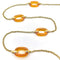Collier Collier à maillons ovales en or jaune 14K et verre ambre sculpté 58 Facettes 10027