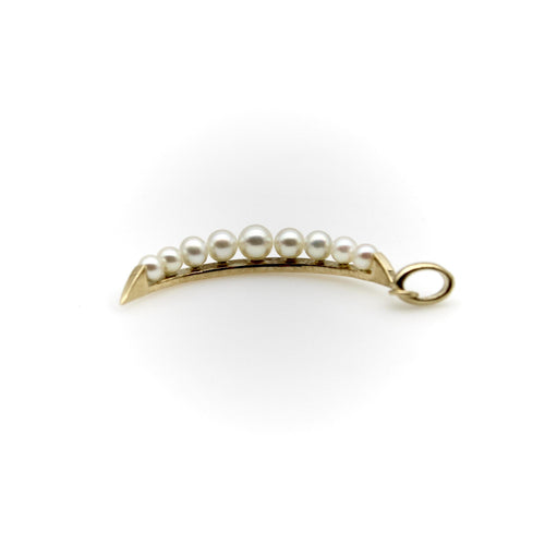 Pendentif Pendentif croissant de lune Mid-Century Modern en or 14k et perles 58 Facettes A2006U