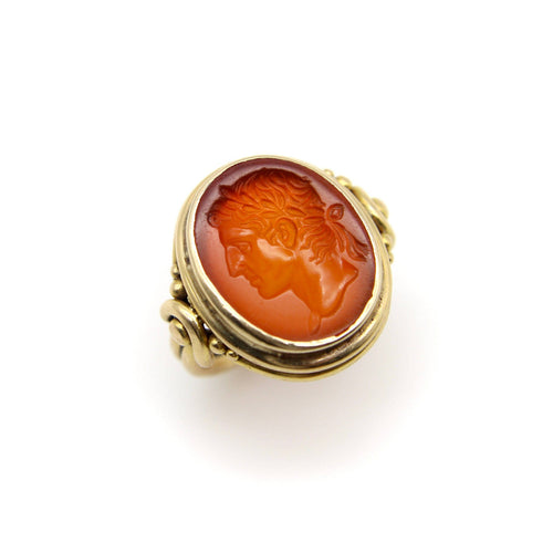 Bague Bague victorienne - Intaille en cornaline Jules César en or 18k 58 Facettes