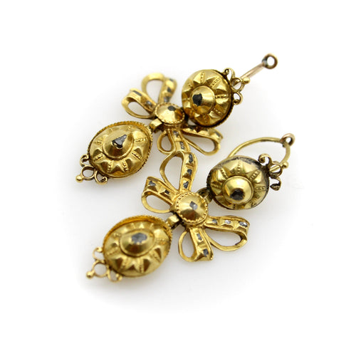 Boucles d'oreilles Boucles d’oreilles pendeloque ibériques géorgiennes en or 21K et diamants 58 Facettes