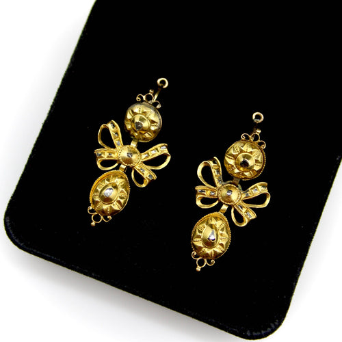 Boucles d'oreilles Boucles d’oreilles pendeloque ibériques géorgiennes en or 21K et diamants 58 Facettes