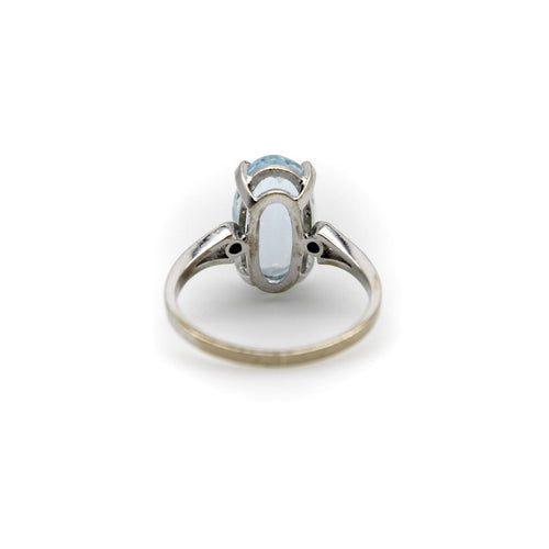 Bague 53 Amsterdam SAUER - Bague vintage en or blanc 18k avec aigue-marine et diamants 58 Facettes A20062