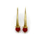 Boucles d'oreilles Italie - Boucles d’oreilles pendantes modernistes en or 14K avec perle en verre rouge 58 Facettes A20063