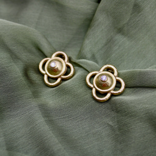 Boucles d'oreilles Elizabeth Locke - Boucles d’oreilles trèfle en or 18k et diamants 58 Facettes