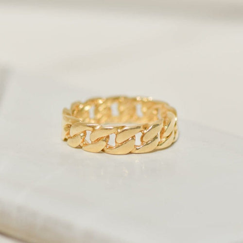 Bague 56 Bague alliance design chaîne gourmette en or jaune 18K 58 Facettes 3229-4