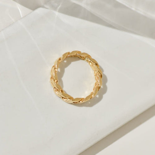 Bague 56 Bague alliance design chaîne gourmette en or jaune 18K 58 Facettes 3229-4