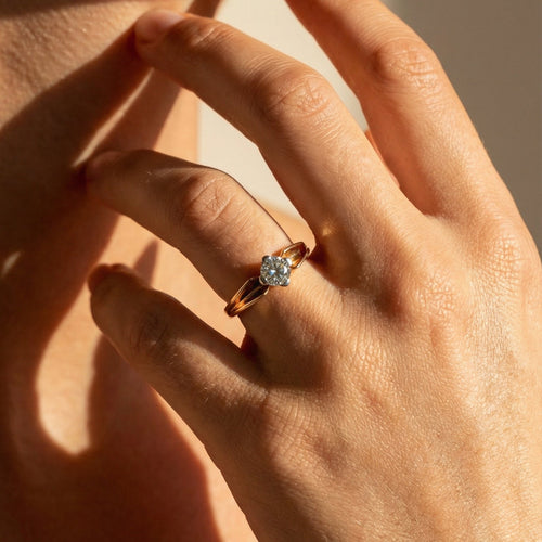 Bague 53 Bague solitaire - Bague de fiançailles en or jaune 750 avec diamant 0,47 ct 58 Facettes