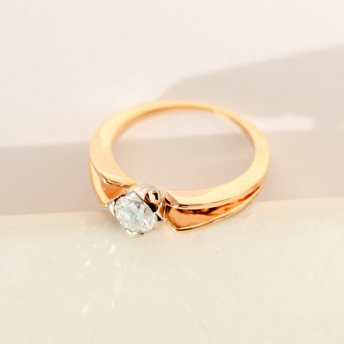 Bague 53 Bague solitaire - Bague de fiançailles en or jaune 750 avec diamant 0,47 ct 58 Facettes
