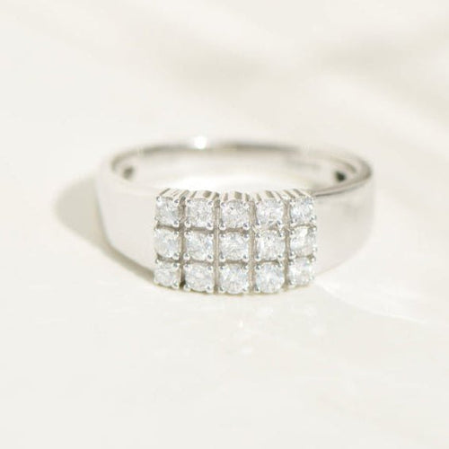 Bague 57 Bague en or blanc 14K avec 15 diamants taille brillant 58 Facettes 3230-11