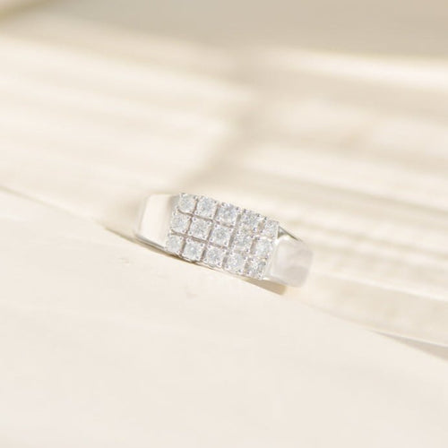 Bague 57 Bague en or blanc 14K avec 15 diamants taille brillant 58 Facettes 3230-11