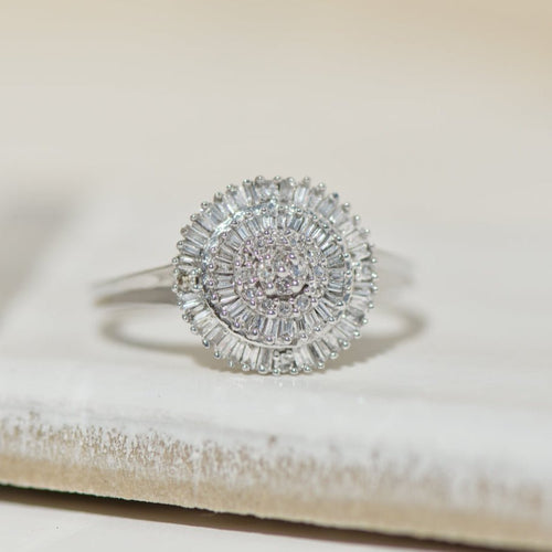 Bague 60 Bague en or blanc 14 carats avec 85 diamants (1,70 ct) 58 Facettes 3230-2