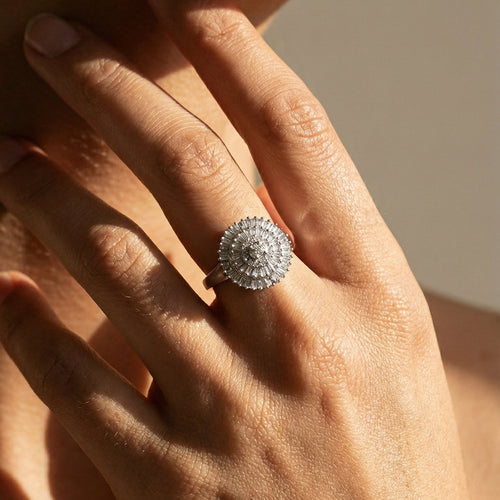 Bague 60 Bague en or blanc 14 carats avec 85 diamants (1,70 ct) 58 Facettes 3230-2