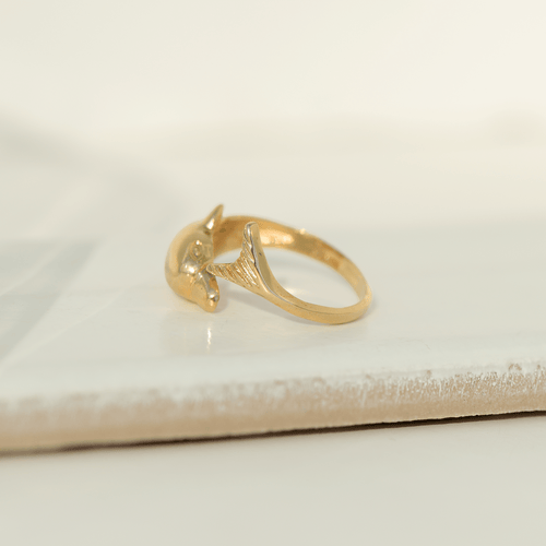 Bague 58 Bague dauphin vintage - 14 carats en or jaune et diamants 58 Facettes