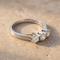 Bague 55 Triologie - Bague en or blanc 14K avec 3 diamants 58 Facettes 3229-23