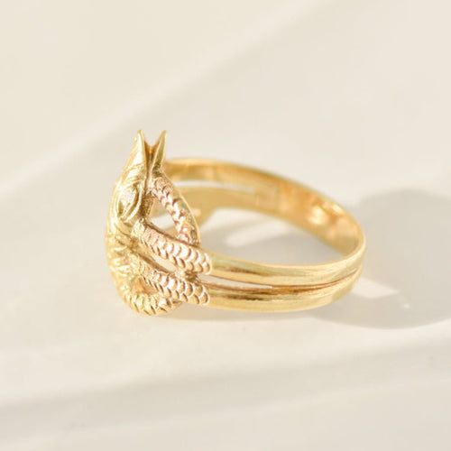 Bague 56 Bague serpent vintage en or jaune 14K avec rubis 58 Facettes 3229-9