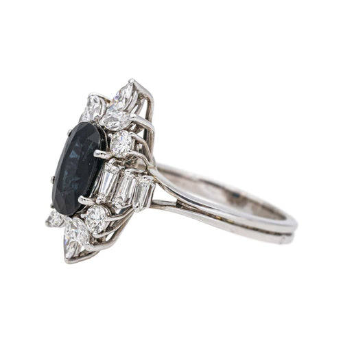 Bague 55 Bague Entourage Or blanc Saphir, Diamant 58 Facettes 4878446CN