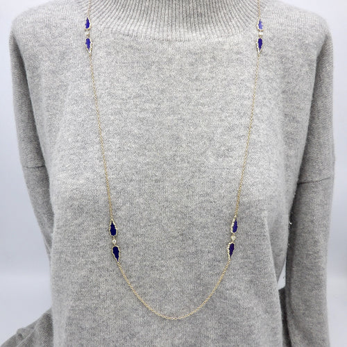Collier Signature - Collier chaîne à stations gothiques en or 14K, diamants et émail 58 Facettes