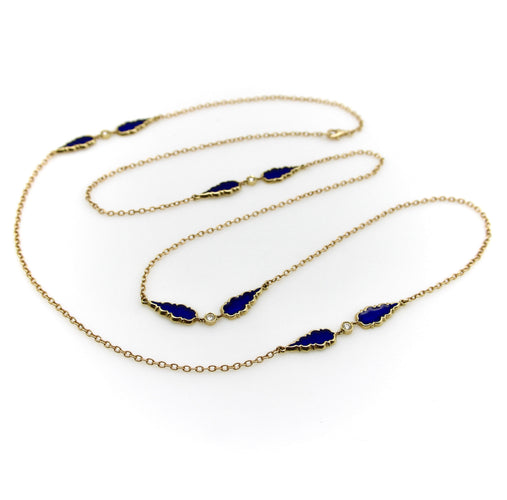 Collier Signature - Collier chaîne à stations gothiques en or 14K, diamants et émail 58 Facettes