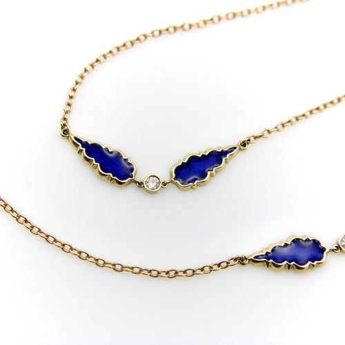 Collier Signature - Collier chaîne à stations gothiques en or 14K, diamants et émail 58 Facettes
