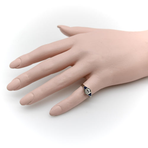 Bague Art déco - Bague en or blanc 14 carats, diamant et saphirs 58 Facettes A20048