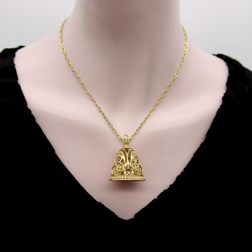 Pendentif Fob victorien serpent - Pendentif en or 14K et cornaline 58 Facettes A2003Z